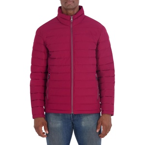 image:imageNautica Mens Midweight Quilted Jacket  Stretch Water Resistant Zip Front CoatBerry Red