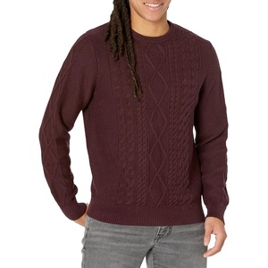 image:imageNautica Mens Nautica CableKnit SweaterSweaterShipwreck Burgundy Heather