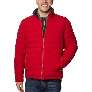image:imageNautica Mens Reversible Quilted Puffer Jacket Midweight Mechanical Stretch Winter CoatRed Grey