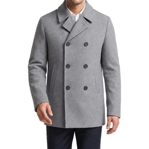 image:imageNautica Mens Wool Blend Peacoat  DoubleBreasted Winter Coat Regular Big amp Tall SizesSatin Grey