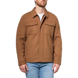 image:imageNautica Mens Wool Jacket  Diamond Quilted Lining Polyfill Insulation Snap amp Zip ClosureCamel