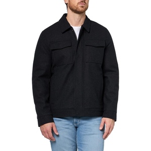 image:imageNautica Mens Wool Jacket  Diamond Quilted Lining Polyfill Insulation Snap amp Zip ClosureCharcoal
