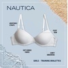 image:imageNautica Girls Training Bras  23 Pack ACup Ribbed Molded Starter Bras for Teens with Adjustable Straps Sizes 30A36ALt Heather GreyWhiteBlue Iris