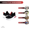 image:imageNautica Kids Athletic SlipOn Sneakers  Comfortable Bungee Running Shoes for Boys and Girls  Stylish and Supportive Footwear for Active Kids Big KidLittle KidToddlerBlack Redsummr