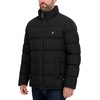 image:imageNautica Mens Midweight Puffer Jacket with Bib Insert  Fleece Collar Insulated Winter CoatEbony