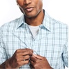 image:imageNautica Mens Navtech Slim Fit Plaid ShortSleeve ShirtSoft Blue