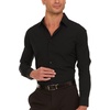 image:imageNautica Slim Fit Mens Dress Shirts Long Sleeve Performance Polyester Fabric Wrinkle Free 4Way StretchBlack Solid