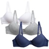 image:imageNautica Girls Training Bras  23 Pack ACup Ribbed Molded Starter Bras for Teens with Adjustable Straps Sizes 30A36ALt Heather GreyWhiteBlue Iris