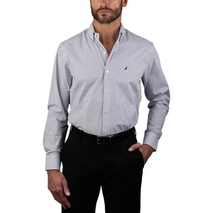 image:imageNAUTICA Slim Fit 100 Cotton Mens Dress Shirts Long Sleeve Wrinkle Resistant FormalBlue Mini Stripes