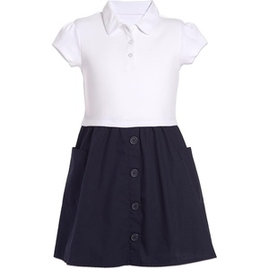 image:imageNautica Girls School Uniform Short Sleeve Polo DressWhiteNavy Poplin