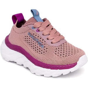image:imageNautica Girls Toddler Knit SlipOn Sneakers with Max Comfort Sole Bungee Closure Tennis Running Shoes for School and Play ToddlerLittle KidLilac Purple Blue