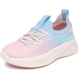 image:imageNautica Girls Toddler Knit SlipOn Sneakers with Max Comfort Sole Bungee Closure Tennis Running Shoes for School and Play ToddlerLittle KidPastel Rainbow Fade