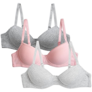 image:imageNautica Girls Training Bras  23 Pack ACup Ribbed Molded Starter Bras for Teens with Adjustable Straps Sizes 30A36ALt Bleach HthrChiffon RoseLt Heather Grey