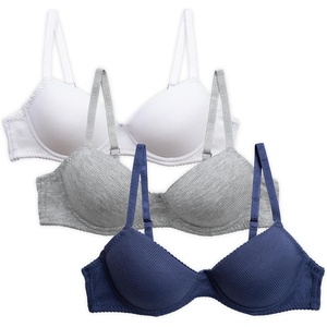 image:imageNautica Girls Training Bras  23 Pack ACup Ribbed Molded Starter Bras for Teens with Adjustable Straps Sizes 30A36ALt Heather GreyWhiteBlue Iris