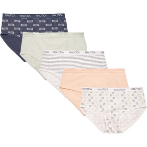 image:imageNautica Girls Underwear Briefs  5 Pack Comfort Stretch MidWaist Breathable Cotton Underwear Panties for Girls 412WhitePinkStripesMint