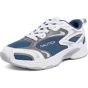 image:imageNautica Kids Boys amp Girls LaceUp Sneakers  Athletic Shoes for Running amp Walking with Cushioned Insole and Comfortable Fit for Big and Little KidsBlue White Silver