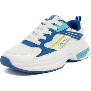 image:imageNautica Kids Boys amp Girls LaceUp Sneakers  Athletic Shoes for Running amp Walking with Cushioned Insole and Comfortable Fit for Big and Little KidsWhite Blue Lime
