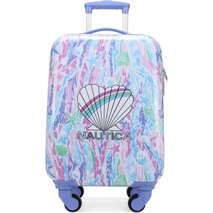 image:imageNautica Kids Luggage  18 Airline Approved Rolling Hardside Upright Carryon Suitcase Set with Wheels Shark Attack  5pc Travel SetPastel Shell