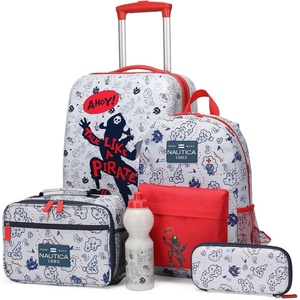 image:imageNautica Kids Luggage  18 Airline Approved Rolling Hardside Upright Carryon Suitcase Set with Wheels Shark Attack  5pc Travel SetPirate Ahoy  5pc School Set