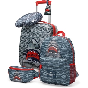 image:imageNautica Kids Luggage  18 Airline Approved Rolling Hardside Upright Carryon Suitcase Set with Wheels Shark Attack  5pc Travel SetShark Attack  5pc Travel Set