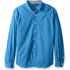image:imageNautica Mens Classic Fit Stretch Solid Long Sleeve Button Down ShirtDeep Water