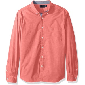 image:imageNautica Mens Classic Fit Stretch Solid Long Sleeve Button Down ShirtDreamy Coral