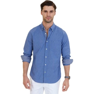 image:imageNautica Mens Classic Fit Stretch Solid Long Sleeve Button Down ShirtRivieria Blue