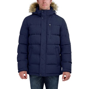image:imageNautica Mens Faux Fur Trim Puffer Jacket With Removable HoodBlue Print