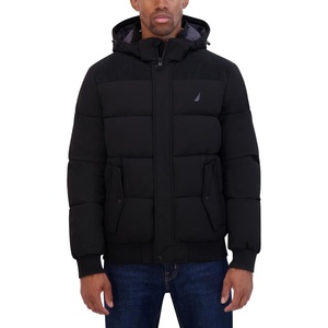 image:imageNautica Mens Lightweight Mix Media Bomber Jacket  Mechanical Stretch WaterResistant CoatBlack