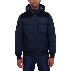image:imageNautica Mens Lightweight Mix Media Bomber Jacket  Mechanical Stretch WaterResistant CoatNavy