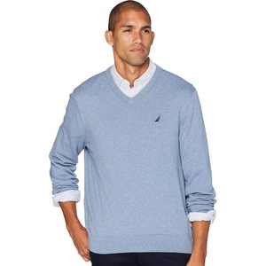 image:imageNautica Mens Long Sleeve Solid Classic VNeck SweaterDeep Anchor Heather