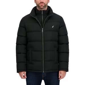 image:imageNautica Mens Midweight Puffer Jacket with Bib Insert  Fleece Collar Insulated Winter CoatEbony