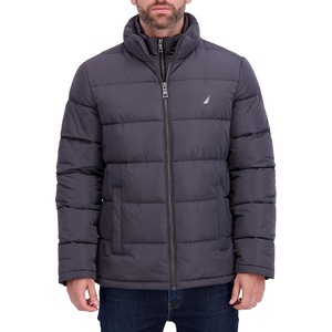 image:imageNautica Mens Midweight Puffer Jacket with Bib Insert  Fleece Collar Insulated Winter CoatMetal Grey