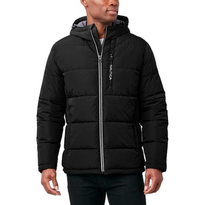 image:imageNautica Mens Midweight Quilted Faux Memory Puffer Jacket Adjustable Hood Insulated Winter CoatBlack