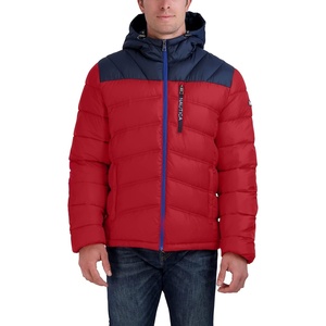 image:imageNautica Mens Midweight Quilted Faux Memory Puffer Jacket Adjustable Hood Insulated Winter CoatN Red
