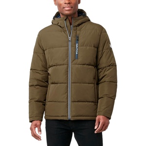 image:imageNautica Mens Midweight Quilted Faux Memory Puffer Jacket Adjustable Hood Insulated Winter CoatOlvbrown