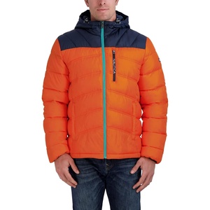image:imageNautica Mens Midweight Quilted Faux Memory Puffer Jacket Adjustable Hood Insulated Winter CoatOrange