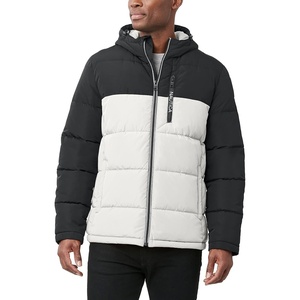 image:imageNautica Mens Midweight Quilted Faux Memory Puffer Jacket Adjustable Hood Insulated Winter CoatWhiteBlack