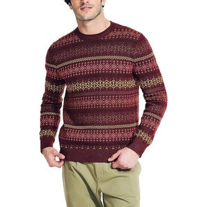 image:imageNautica Mens Nautica Fair Isle Crewneck SweaterDeep Crimson