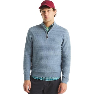 image:imageNautica Mens Navtech QuarterZip SweaterTextured Achor Blue Heather
