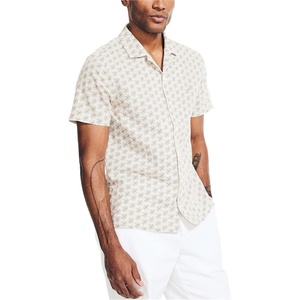 image:imageNautica Mens Sustainably Crafted Printed Linen ShortSleeve ShirtSail White