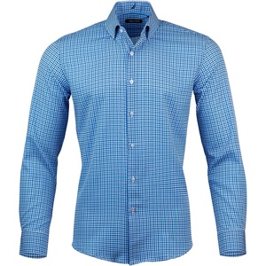 image:imageNautica Slim Fit Mens Dress Shirts Long Sleeve Performance Polyester Fabric Wrinkle Free 4Way StretchClassic Blue Plaid