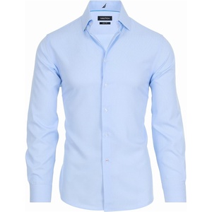image:imageNautica Slim Fit Mens Dress Shirts Long Sleeve Performance Polyester Fabric Wrinkle Free 4Way StretchLight Blue Micro