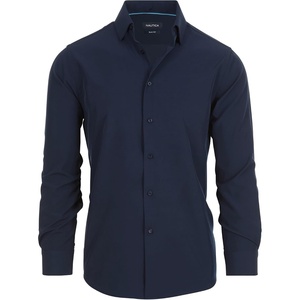 image:imageNautica Slim Fit Mens Dress Shirts Long Sleeve Performance Polyester Fabric Wrinkle Free 4Way StretchNavy Solid