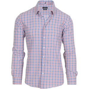 image:imageNautica Slim Fit Mens Dress Shirts Long Sleeve Performance Polyester Fabric Wrinkle Free 4Way StretchOrange and Blue Plaid