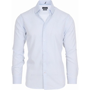 image:imageNautica Slim Fit Mens Dress Shirts Long Sleeve Performance Polyester Fabric Wrinkle Free 4Way StretchWhite  Blue Anchor
