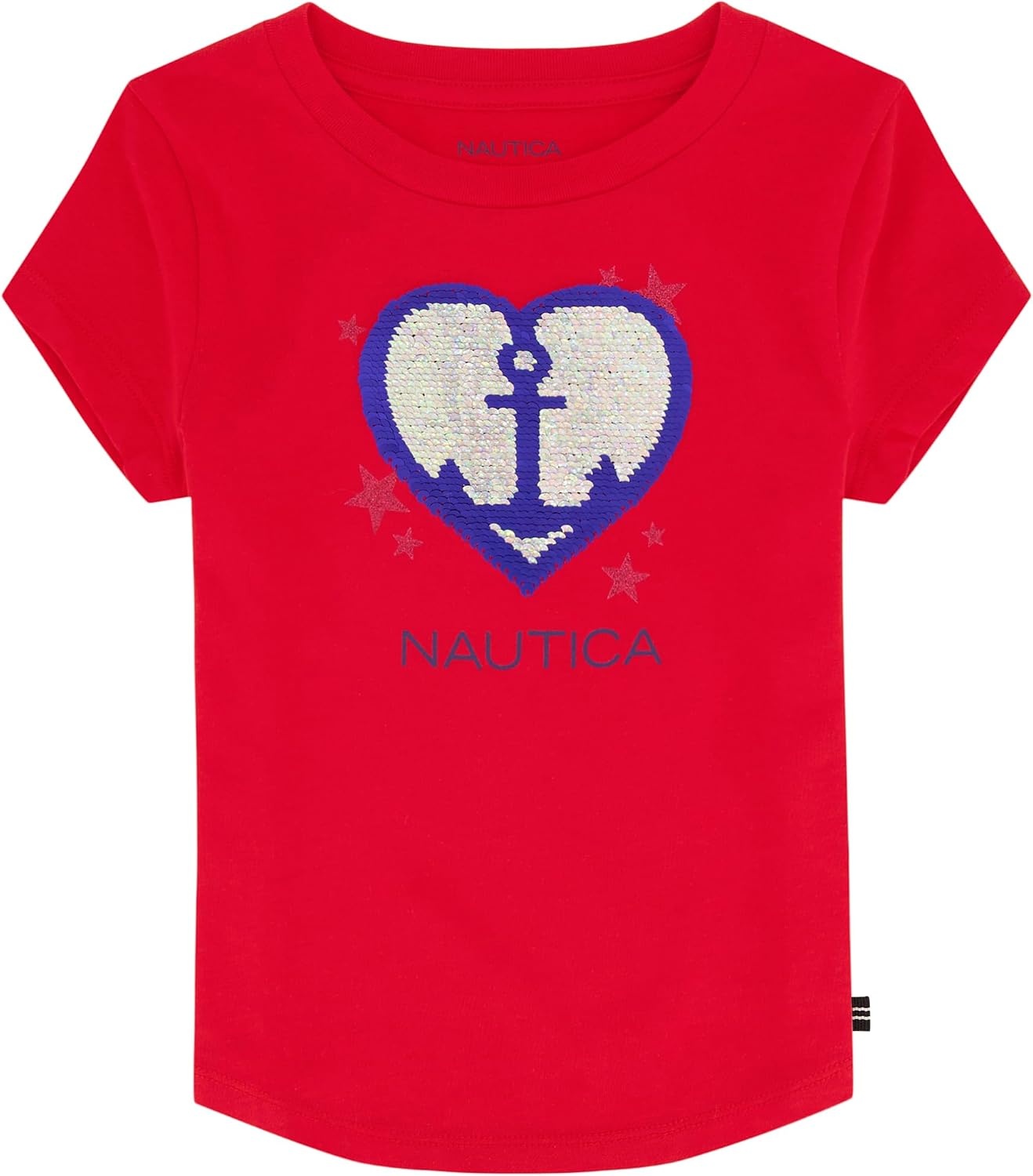 image:imageNautica Girls Short Sleeve Legacy TShirt with Flip Sequin Design Cotton Tee with Tagless InteriorNautica Red Anchor