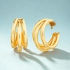 image:imageNautica 29 mm Triple Hoop Earrings for Women 14K Yellow Gold Plated Alloy