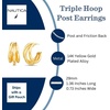 image:imageNautica 29 mm Triple Hoop Earrings for Women 14K Yellow Gold Plated Alloy