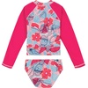 image:imageNautica Girls Twopiece Rashguard Swimsuit Set UPF 50 Sun Protection QuickDry Bathing SuitBeetroot Floral Fruit